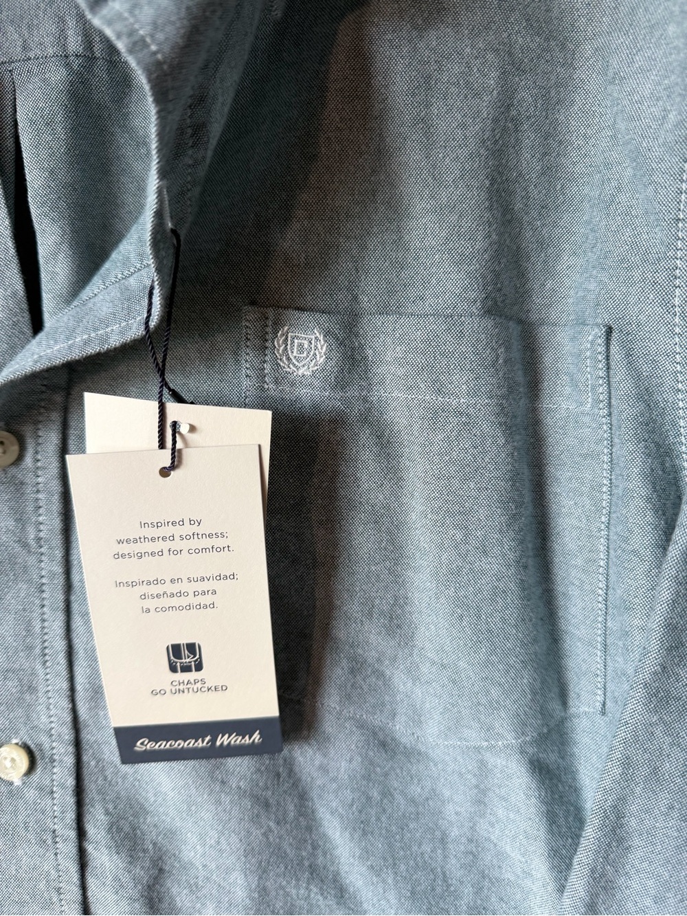 Chaps Men’s Button-Down Shirt in Heathered Sage Green - Picture 7 of 12